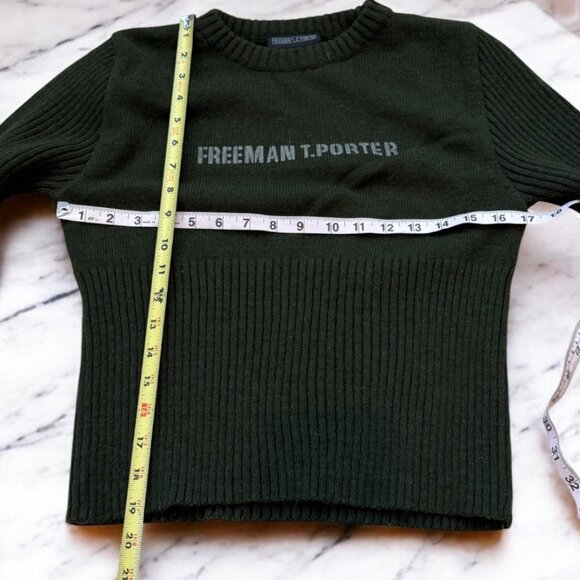 Vintage Freeman T. Porter Green Ribbed Wool Sweater No Size XS/S/M/L - Picture 5 of 10
